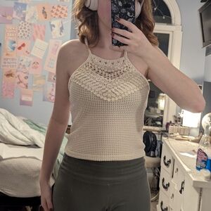 Crochet Halter Top in Cream